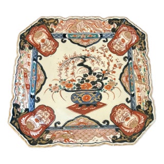 Antique Japanese Hand-Painted Imari Porcelain Charger Plate with Floral Bird Decor, 1900 For Sale