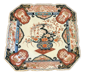 Antique Japanese Hand-Painted Imari Porcelain Charger Plate with Floral Bird Decor, 1900