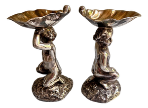 Silver-Plated Gilt Lined Figural Salts Cellars from Elkington, 1900s, Set of 2