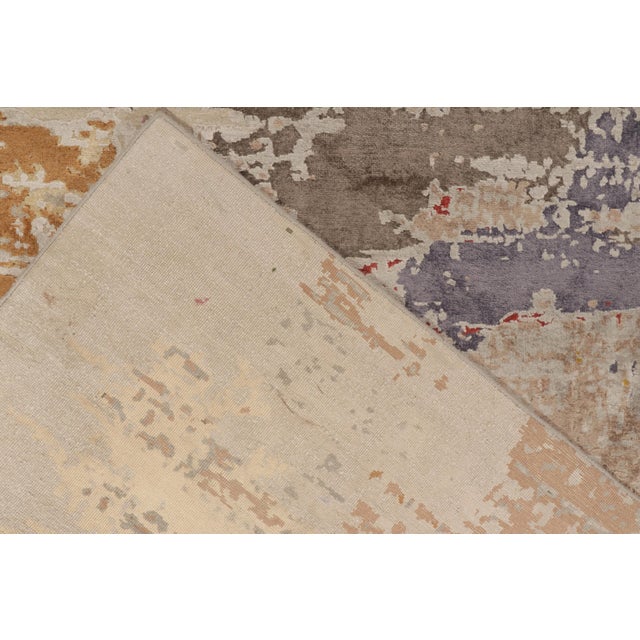 Textile Rug & Kilim’s Modern Abstract Rug in Pink, Gold and Gray Painterly Pattern For Sale - Image 7 of 7