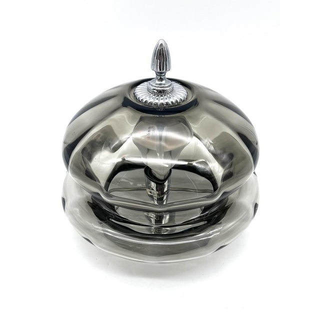1970s Large Space Age Smoked Glass and Chrome Ceiling Light from Hillebrand Leuchten, Germany, 1970s For Sale - Image 5 of 18