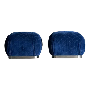 1980s Weiman Soufflé Ottomans or Poufs, a Pair