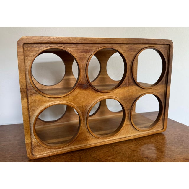 Brown Mid 20th Century Vintage Mid Century Modern Walnut Wine Rack, Holds 6 Bottles For Sale - Image 8 of 9