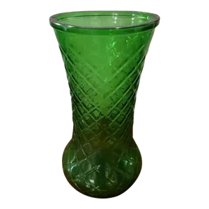 Vintage Hoosier Green Glass Diamond Design Vase