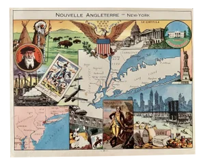 Illustrated Map of New York by Émile-Joseph-Porphyre Pinchon, 1948