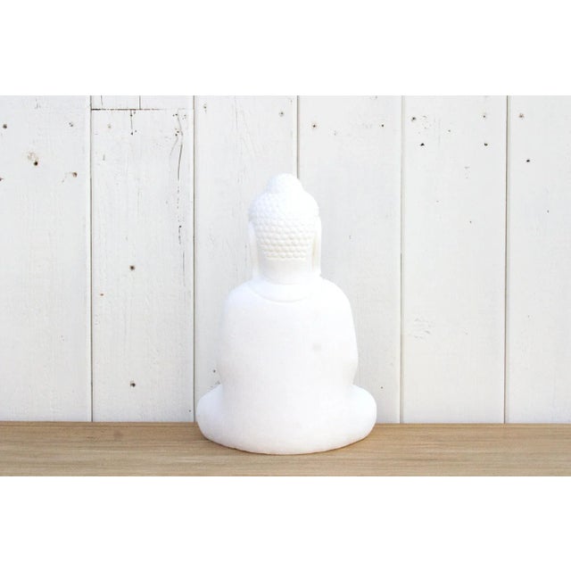 Stone Burmese White Marble Seated Buddha For Sale - Image 7 of 10