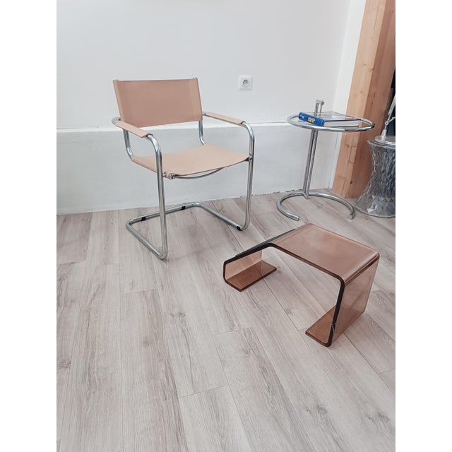 Magnificent footrest by Michel Dumas for Roche Bobois. France, 1970s. A rare piece by this fabulous designer. Structure in...