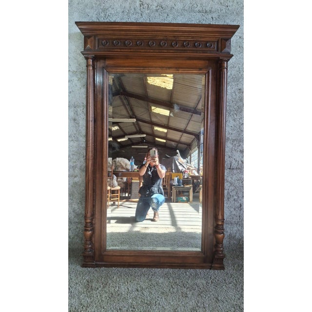 Large 19th Century Louis XVI Carved Wooden Trumeau Mirror For Sale - Image 12 of 12