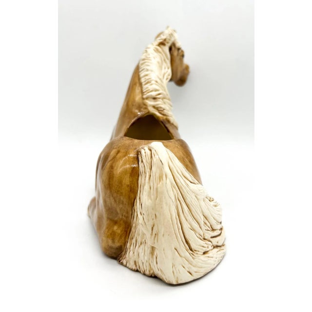 Brown Vintage Western Horse Ceramic Planter With Gold Accents – Western / Farmhouse / Eclectic For Sale - Image 8 of 14