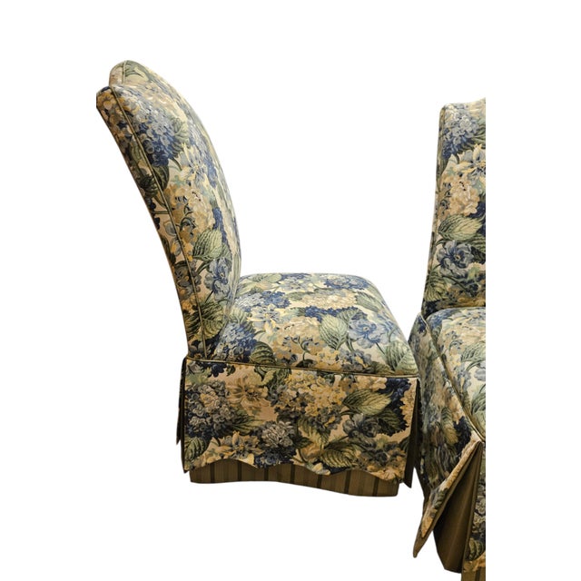 Farmhouse 1990s 2 Ethan Allen Custom Dining Side Chairs Cottage Upholstered Botanical Farmhouse For Sale - Image 3 of 17