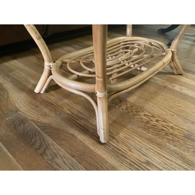 Vintage Mid Century Bamboo Rattan Oval Coffee Table For Sale - Image 4 of 7