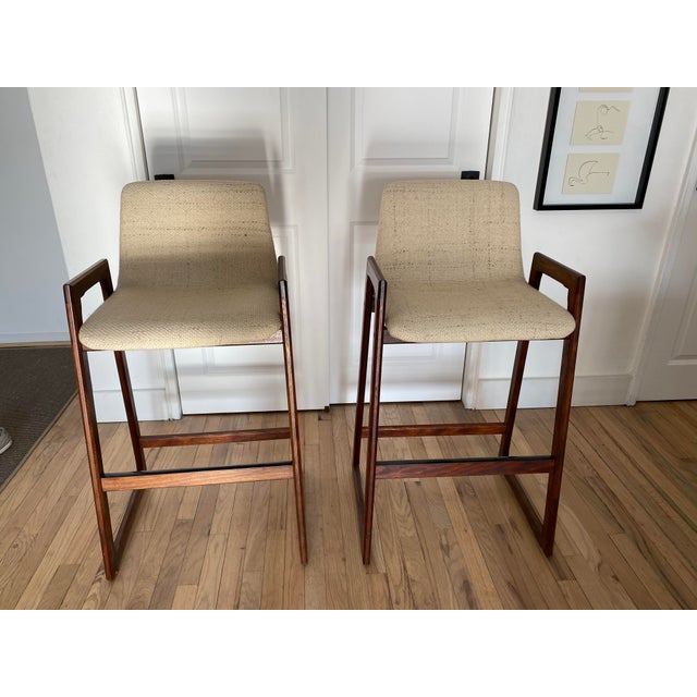 Mid Century Modern Teak Danish Bar Stools - a Pair For Sale - Image 11 of 11