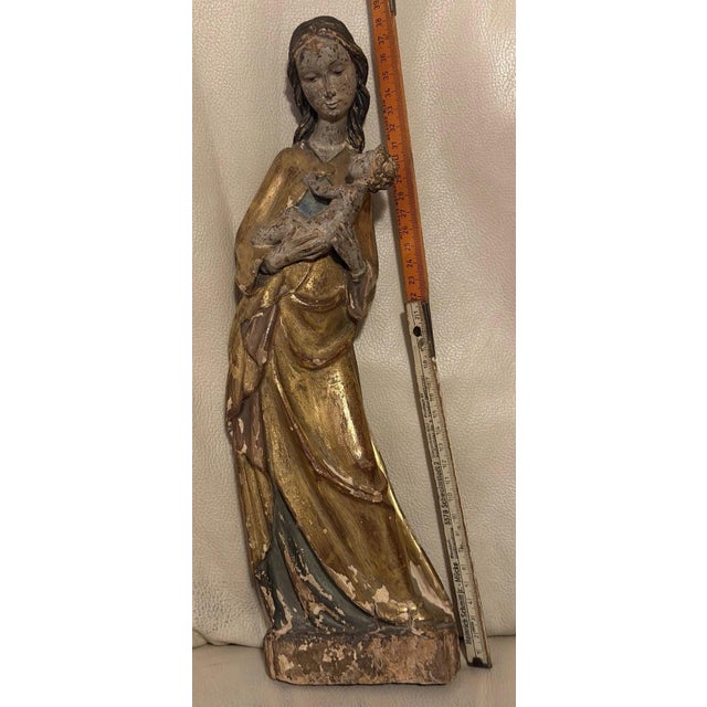 Late Gothic Carved Madonna and Child Figure For Sale - Image 13 of 13