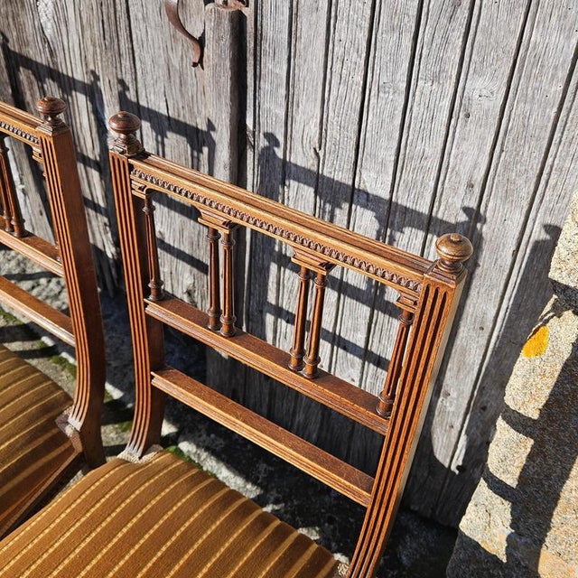 Antique :ate 19th Century Louis XVI Hand-Carved Walnut Side Chairs in the style of Claude Sené For Sale - Image 9 of 18