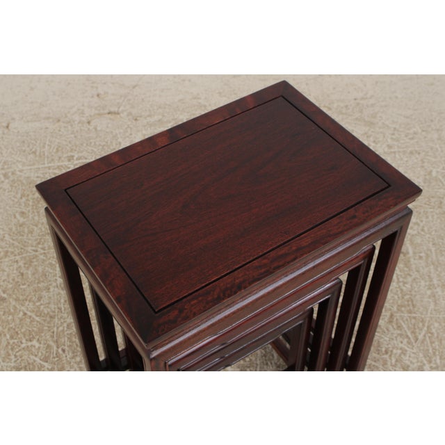 Vintage Chinese Rosewood 4 Stack Nesting Tables For Sale - Image 10 of 15