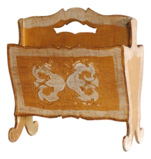 Vintage Wooden Florentine Magazine Rack, 1950s