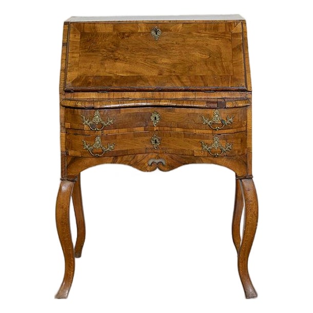 19th Century Louis XV Burled Walnut Secretary Desk For Sale