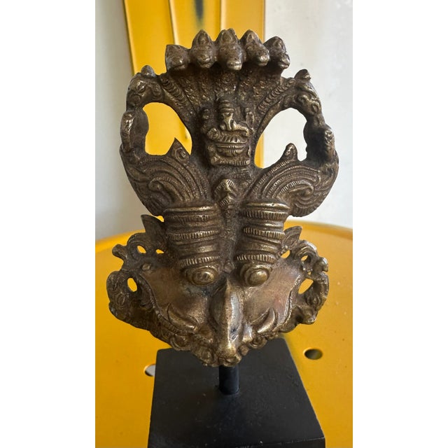 1950s Mid Century Yali Kirtimukha Brass Dragon Face Temple Guardian Ganesha Hindu Metal Antique Indian India For Sale - Image 5 of 12