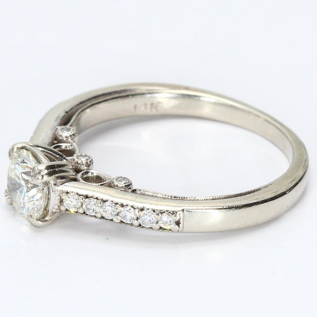 14k White Gold Engagement Ring With 0.5ct Diamond Si1 G, Size 6 For Sale - Image 4 of 5