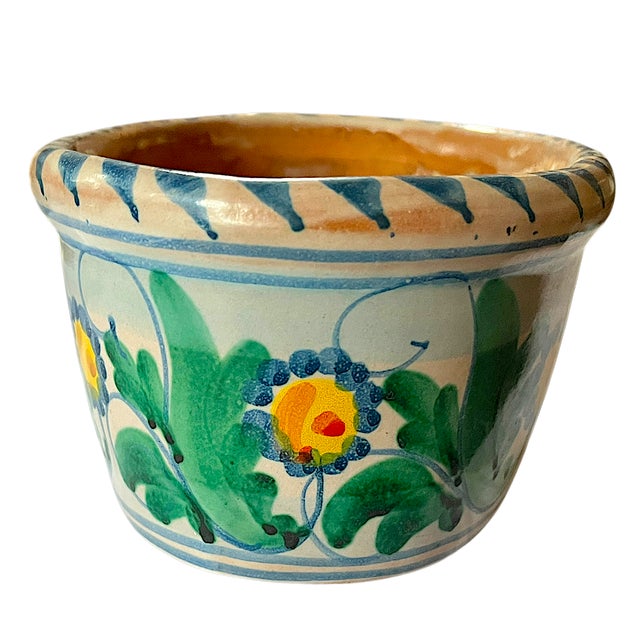 Mediterranean Vintage Vietri Signed and Hand-Painted Italian Oval Cachepot / Planter / Jardinier Mediterranean Floral Majolica For Sale - Image 3 of 6