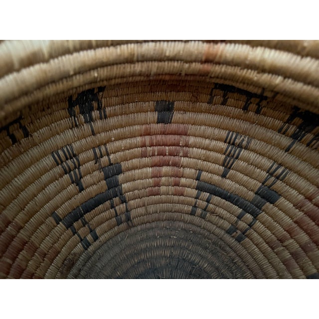 Monumental 17” Polychrome Pima Akimel Oodham in the Style of Native American Olla Basket Rare Dual Register Human and Deer...