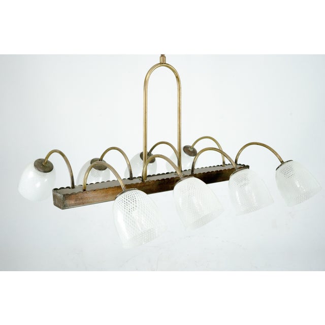 Gold Mid-Century Modern Reticello Glass Chandelier from Venini, Italy, 1940s For Sale - Image 8 of 18