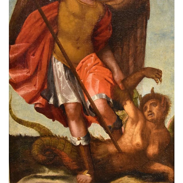 Tuscan School Artist, Saint Michael the Archangel, 1580, Oil on Canvas, Framed For Sale - Image 9 of 16