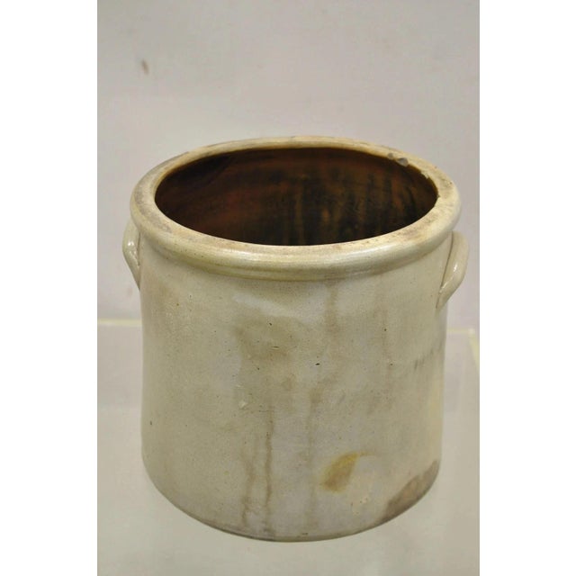 Antique Stoneware Two Gallon Crock With Cobalt Blue Slip Trailed Floral Design For Sale - Image 9 of 10