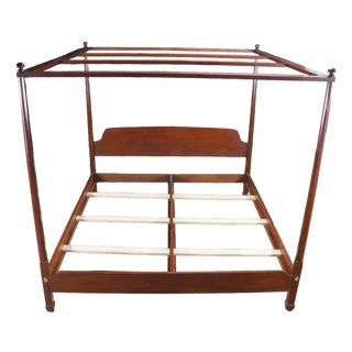 Vintage Harden Furniture Solid Cherry Colonial Pencil Post King Size Tester Bed For Sale