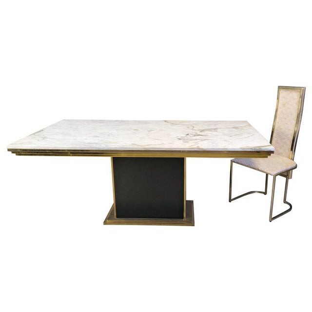 Vintage White Marble and Brass Dining Table, 1970s For Sale - Image 14 of 14