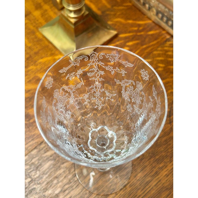 Mid 20th Century Vintage Fostoria “Navarre” Etched Crystal Water Goblets - A Set of 4 For Sale - Image 5 of 6