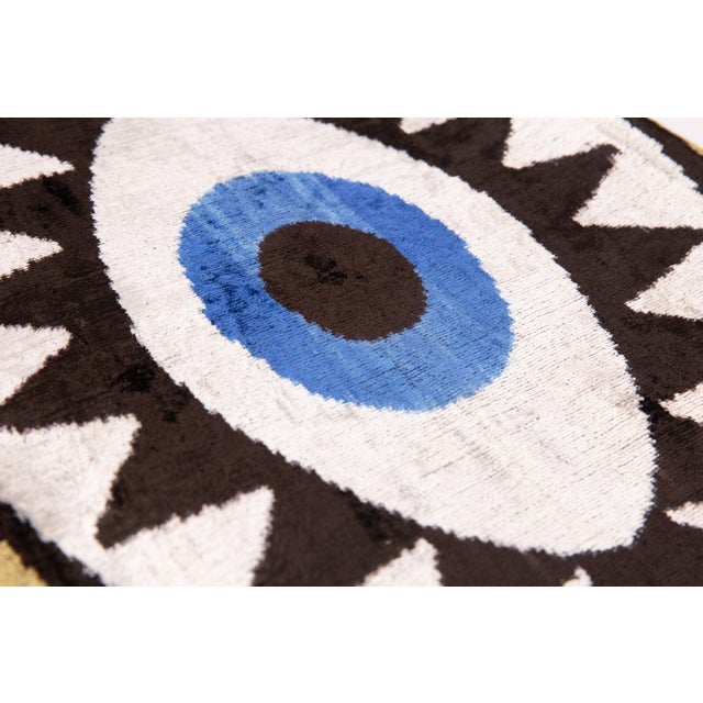Canvello Handmade Velvet Evil Eye Pillow – 16x24 Artistic Throw Cushion for Home Decor – Feather Down Insert, Vegetable-Dyed, Bohemian Accent for Sofa For Sale In San Francisco - Image 6 of 6
