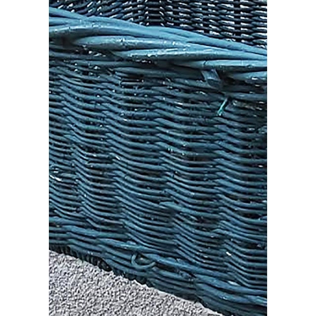 Large French Country Painted Wicker Willow Basket – Woven Handles For Sale In Las Vegas - Image 6 of 8