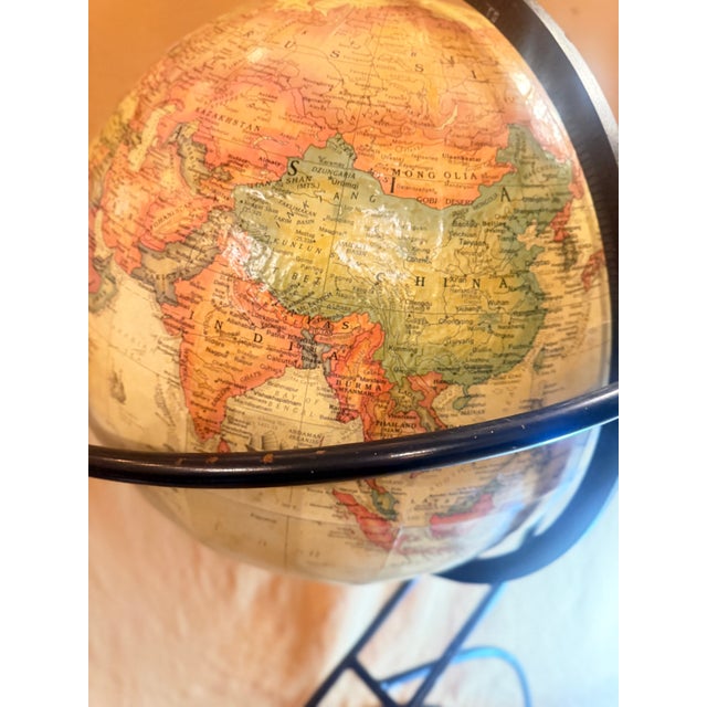Vintage Replogle 16” World Classic Globe on Mid-Century Modern Metal Stand For Sale - Image 12 of 14