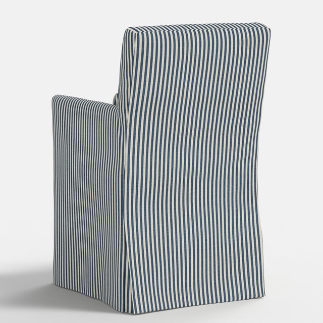 Textile Stoffer Home x Cloth & Company Slipcover for Lindy Dining Armchair in Jane Stripe Denim For Sale - Image 7 of 8