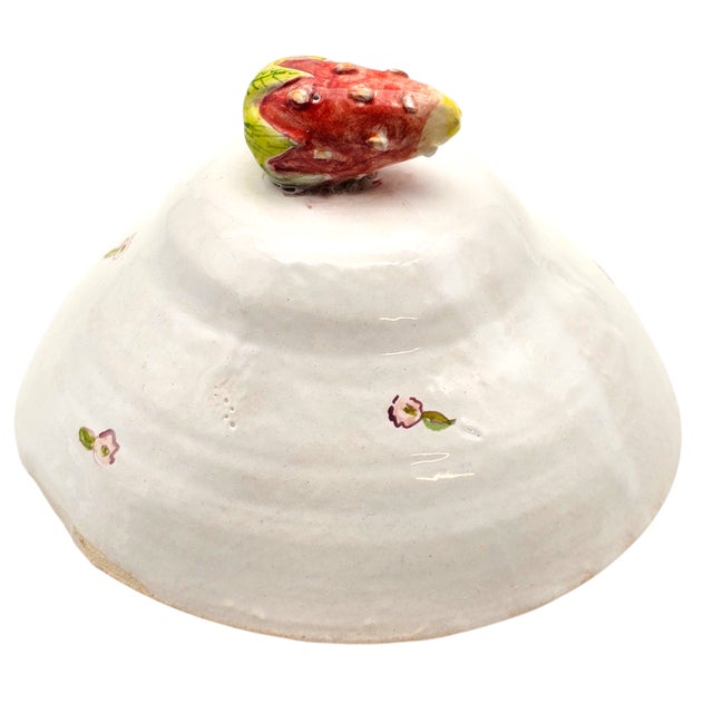 Vintage Studio Art Pottery Covered Comport With Cottage Berry and Strawberry Finial For Sale - Image 12 of 17