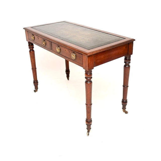 Antique Georgian Leather Top Writing Table, 1820s For Sale - Image 4 of 12