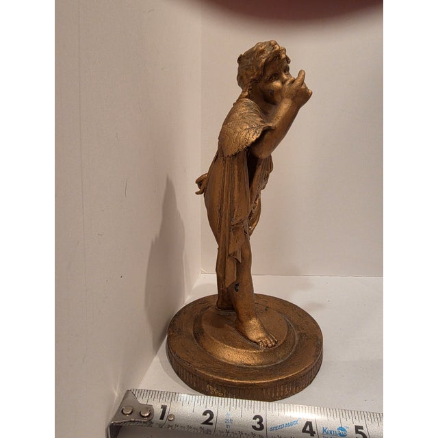 Antique Giltmetal Statue of a Little Girl Wearing a Heart Pendant Necklace For Sale - Image 14 of 15