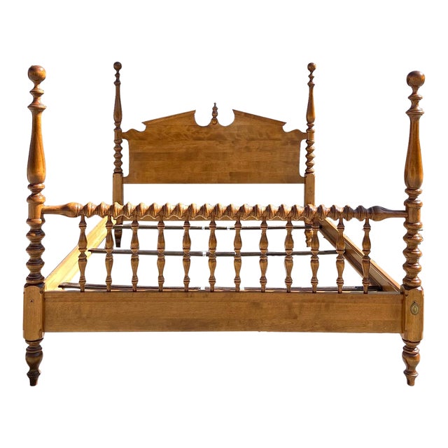 Vintage Ethan Allen Full Size Four Poster Pediment Bed Chairish