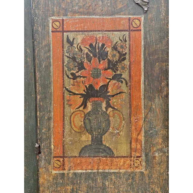 Green Floral Painted Cupboard, 1830s For Sale - Image 11 of 18
