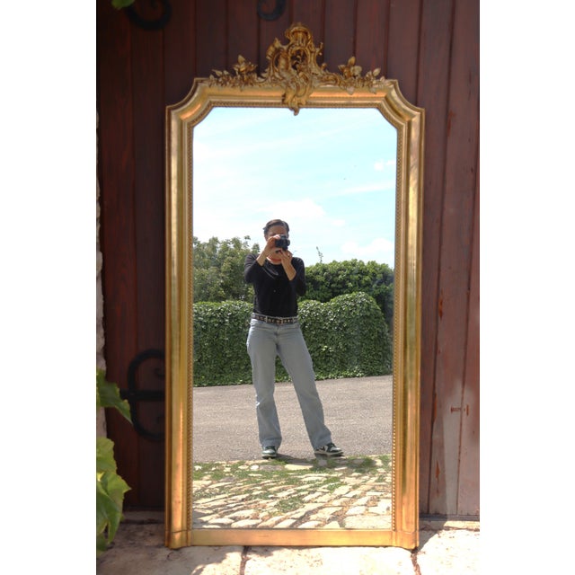 Large Louis XV Style Gilded Mirror, 1900 For Sale - Image 3 of 11