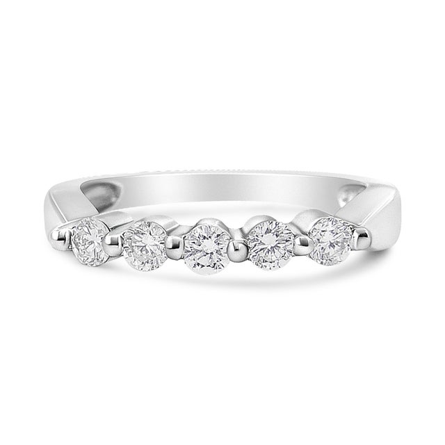 Haus of Brilliance 14K White Gold 1/2 Cttw Round-Cut 5-Stone Diamond Ring (H-I Color, SI1-SI2 Clarity) - Size 7 For Sale - Image 4 of 6