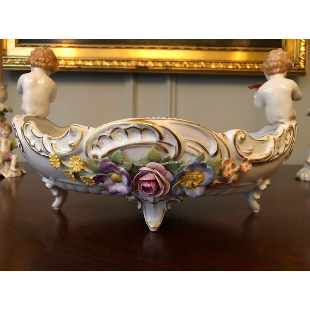 Early 20th Century German Porcelain Centerpiece Bowl and Candle Holders - 3 Piece Set For Sale - Image 10 of 13