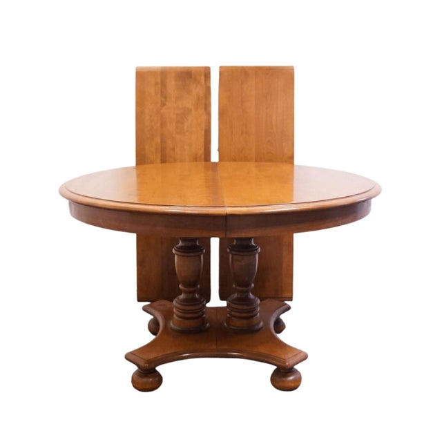 Wood Ethan Allen Heirloom Nutmeg Maple Colonial Early American 79" Double Pedestal Dining Table 10-6094 For Sale - Image 7 of 13
