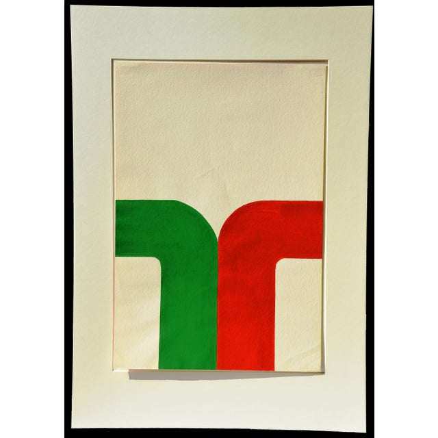 Contemporary Ernst Geitlinger, Red-Green, Nov. 1970, Pencil and Acrylic For Sale - Image 3 of 11