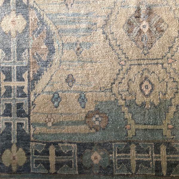 Contemporary Turkish Oushak Rug in Beige and Blue Tones | 5'1" X 7'8" For Sale - Image 4 of 5