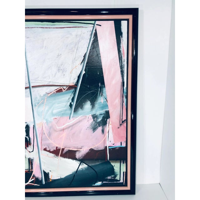 1980s Richard A. Johnson “Two Spaces” Acrylic Painting on Canvas, 1986 For Sale - Image 5 of 13