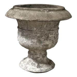 Antique French Weathered Cast Stone Urn Planter