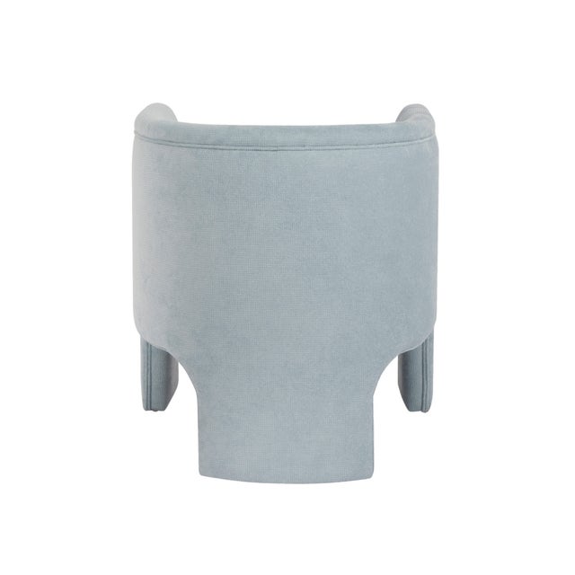 2020s Matthew Izzo Home Lansky Light Blue Performance Chenille, Minimalist Three Legged Barrel Back Club Chair For Sale - Image 5 of 7