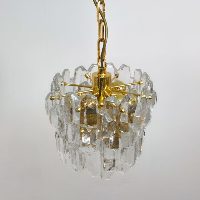 Small Palazzo Series Chandelier in Brass and Glass by J.T. Kalmar for Kalmar Franken KG, 1970s For Sale - Image 4 of 13